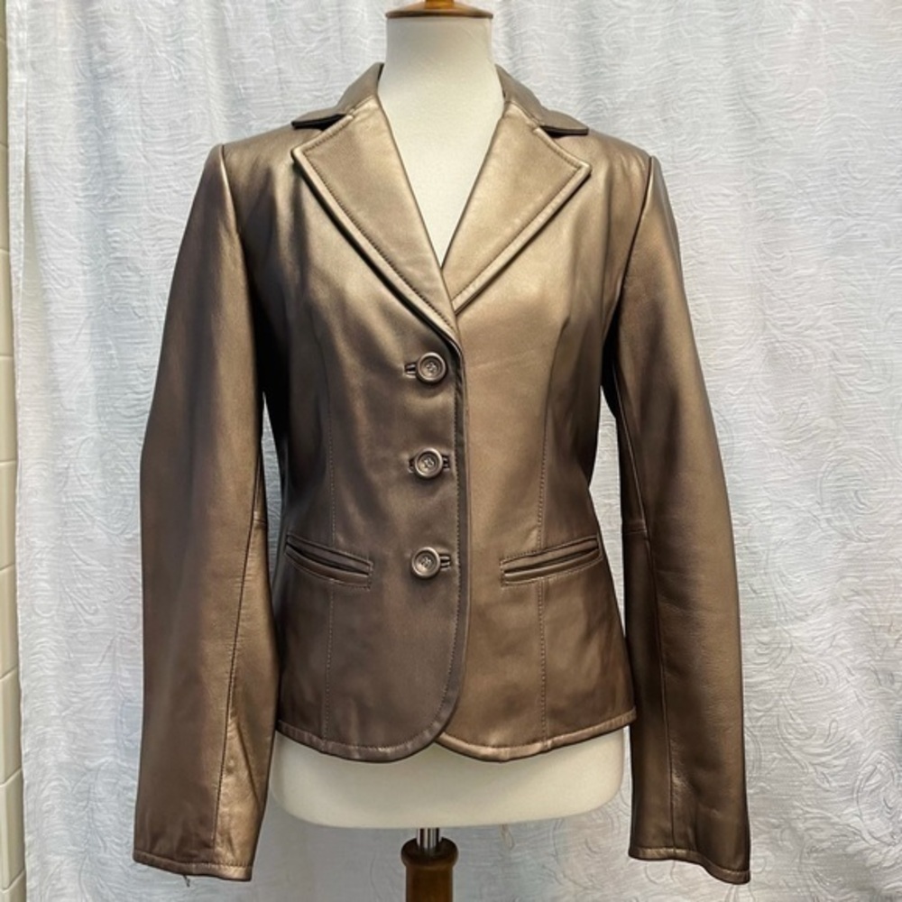Kate Hill Metallic Gold Leather Jacket